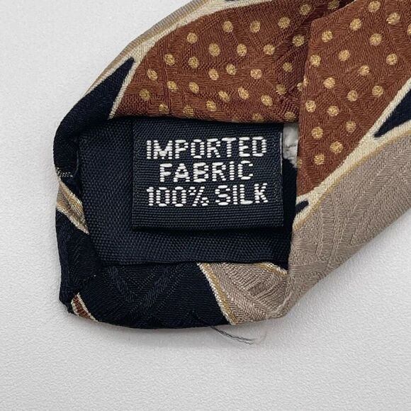 PRINCIPE Tie Men's 58” Multicolor Geometric 100% Silk Textured Black Brown Tan - Picture 9 of 10